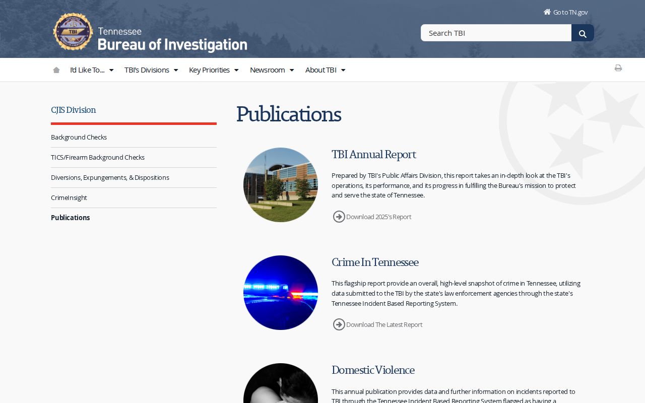 TBI publications used for Spencer criminal record context