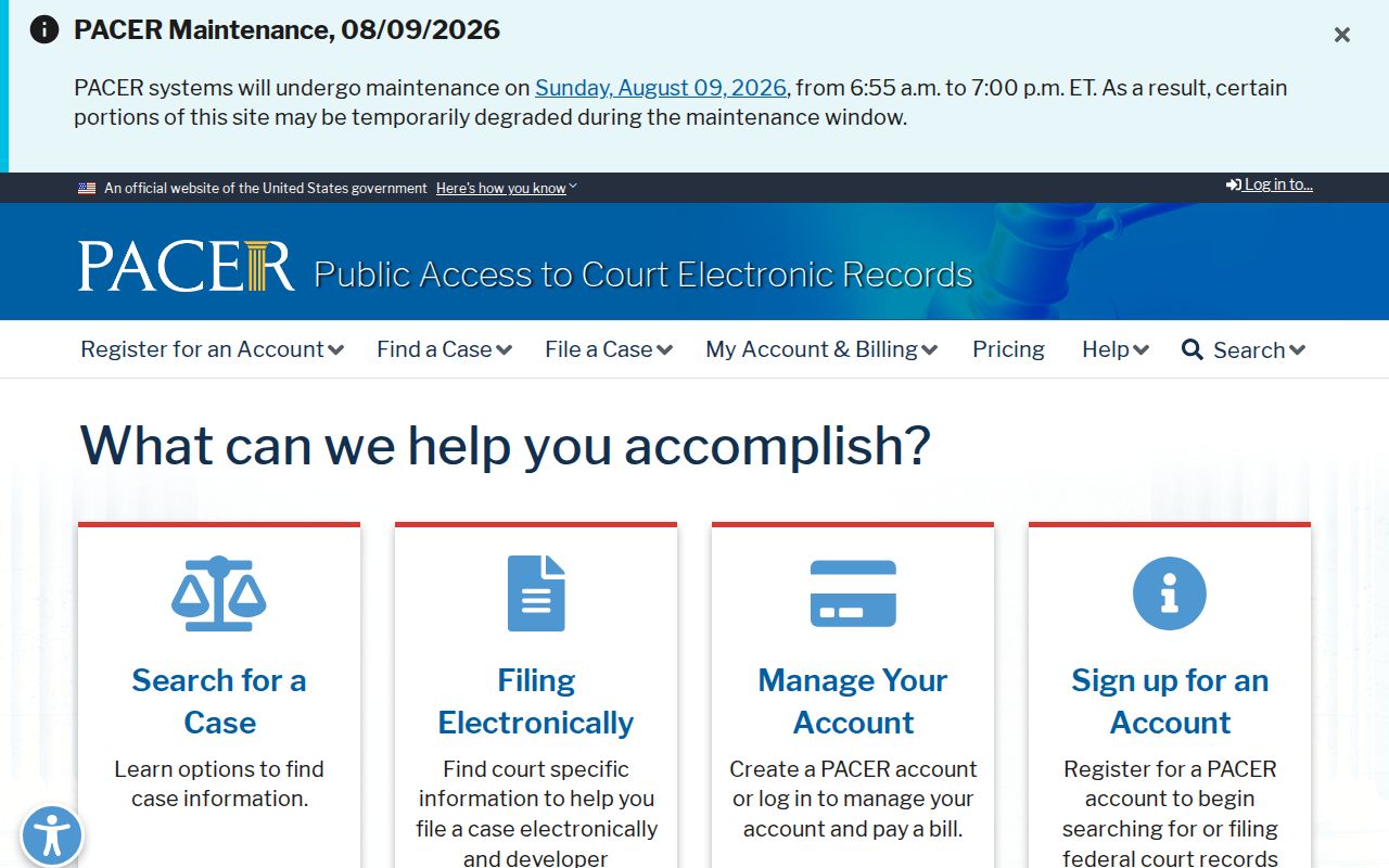 Van Buren County criminal case research through the federal PACER docket portal