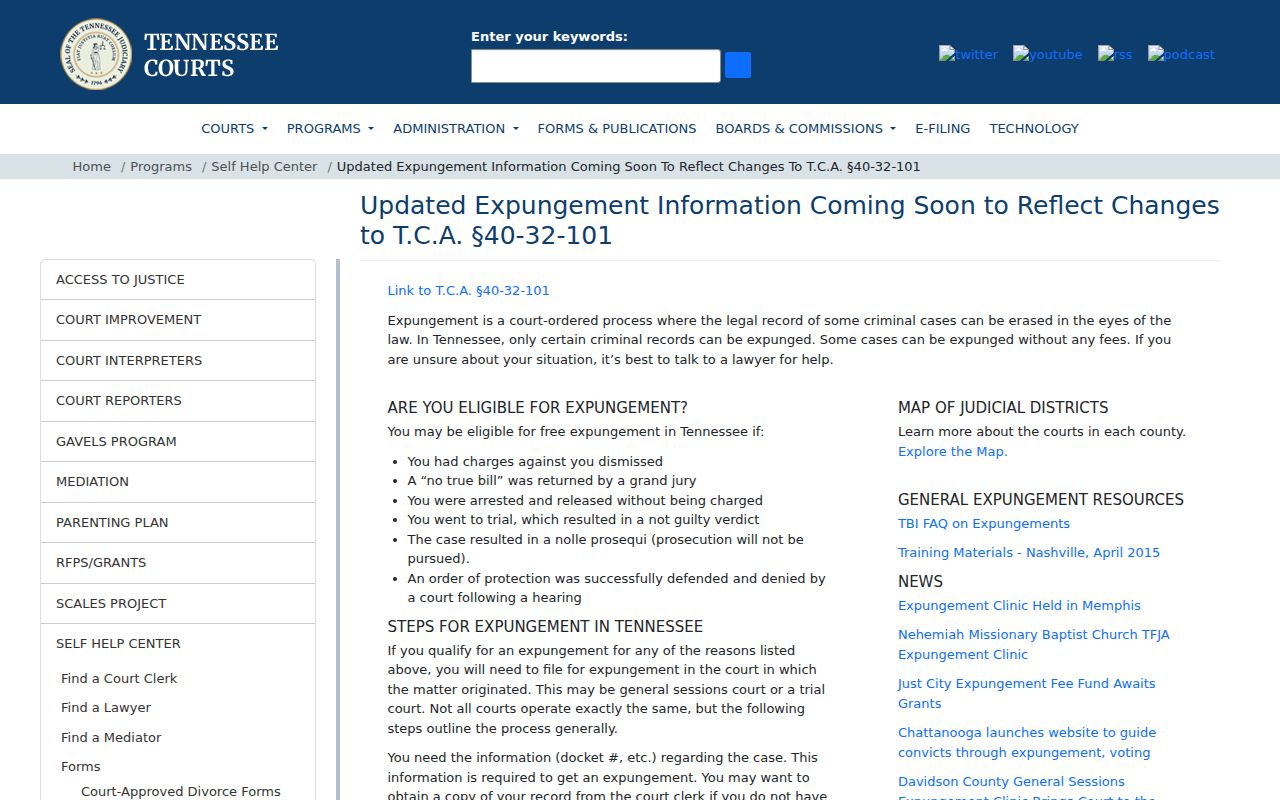 Van Buren County criminal record expungement forms