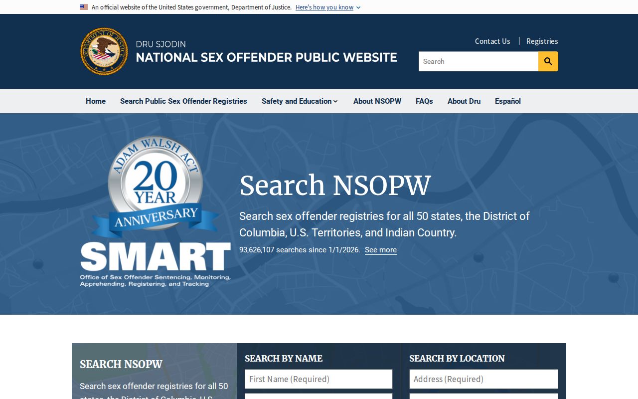 National registry search supporting Van Buren County sex offender checks